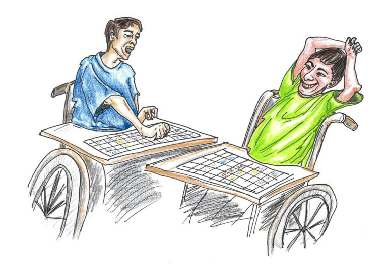 boys chatting using communication boards boys chatting using communication boards