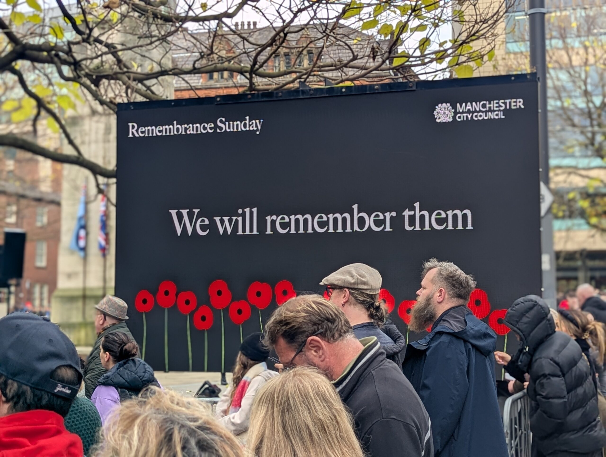 Crowds gathered in Manchester for Remembrance Sunday