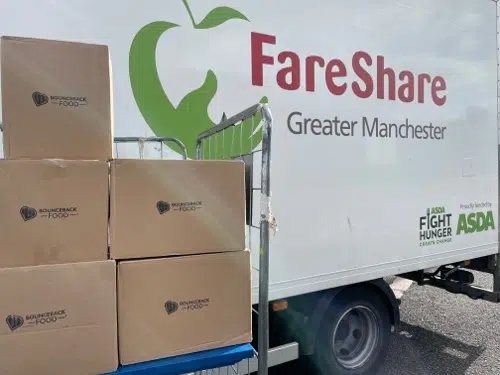 Van with boxes in front of it